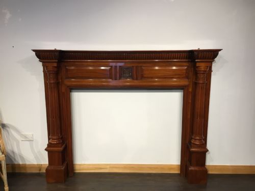 A Walnut Late Victorian Period Antique Fire Surround.