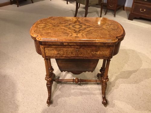 A Burr Walnut Victorian Period Antique Games/work Table