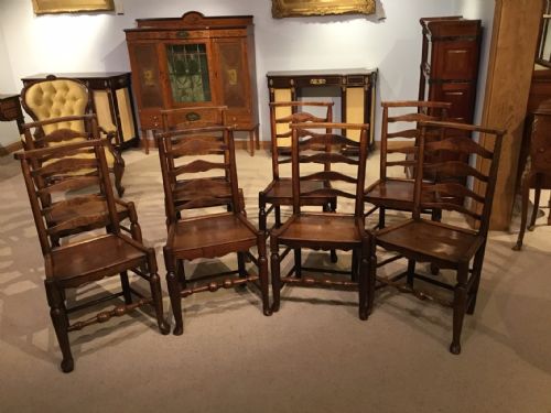 A Harlequin Set of 8 Ash and Elm Dales Country Dining Chairs.