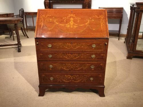 An Edwardian Period Mahogany Inlaid Antique Bureau