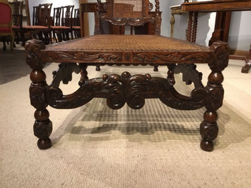 fig 1. A Late 17th Century Style walnut & cane antique day bed.