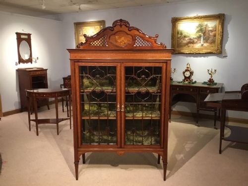 A Superb Quality Mahogany Inlaid Edwardian Period China Cabinet