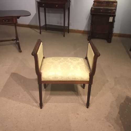 An Edwardian Period Mahogany Inlaid Stool