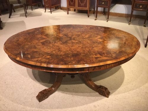 A Burr Walnut Victorian Period Oval Antique Coffee Table