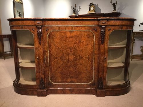 A Burr Walnut & Marquetry Inlaid Victorian Period Credenza