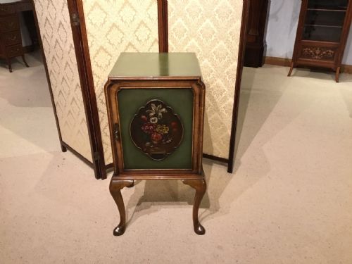 A Queen Anne Style Walnut 1920s Period Bedside Cabinet.