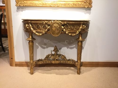 19th Century French Carved Gilt Wood Console Table