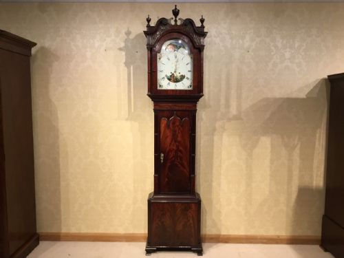 A Mahogany 19th Century Antique 8 Day Grandfather Clock by Samuel Lister, Bolton