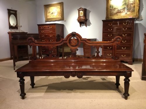 An Unusual & Rare Mahogany Early Victorian Period Hall Bench