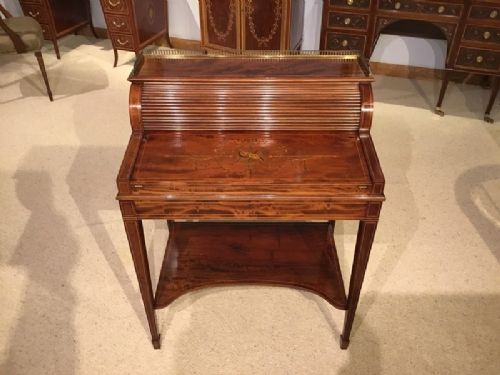 A Fine Quality Mahogany Inlaid Edwardian Period Desk by Maple & Co of London.