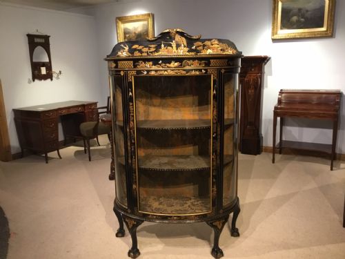 A Chinoiserie 1920s Period Lacquered Display Cabinet.
