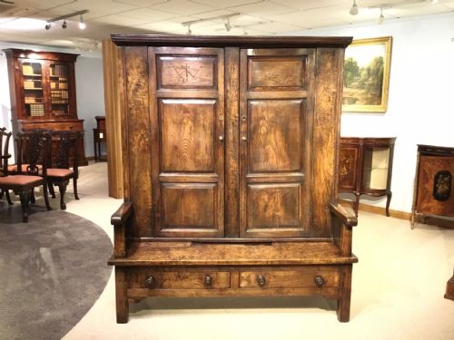 An Extremely Rare 18th Century Ash and Elm Bacon Settle.