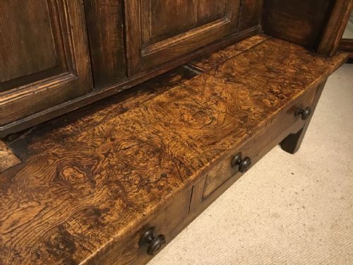 fig 1. An extremely rare 18th Century ash and elm bacon settle.