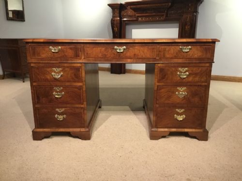 A Fine Quality Walnut Edwardian Period Partners Desk in the Georgian Style