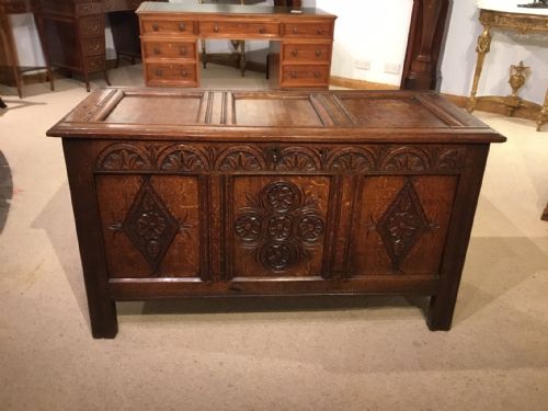 An Oak Late 17th Century Three Panelled Coffer