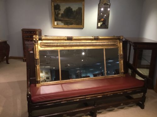 A Gilt Wood Regency Period Triple Plate Over Mantle Mirror.