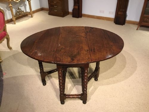An Oak Late 17th Century Bobbin Turned Gate Leg Dining Table