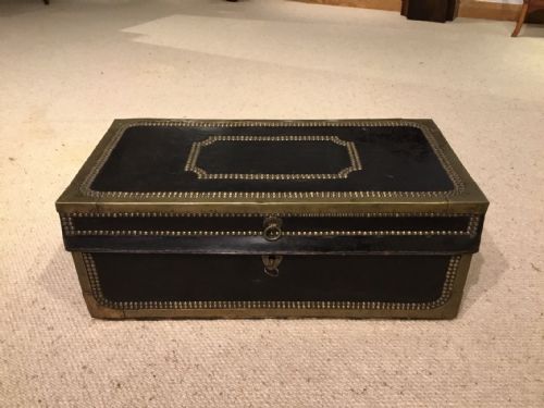 A 19th Century Leather & Brass Studded Camphor Lined Trunk