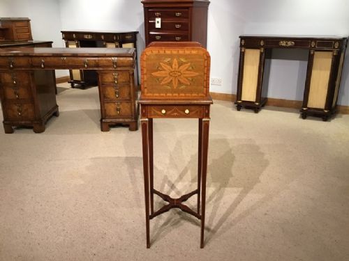 A Beautiful Marquetry Inlaid Sheraton Revival Magazine Rack