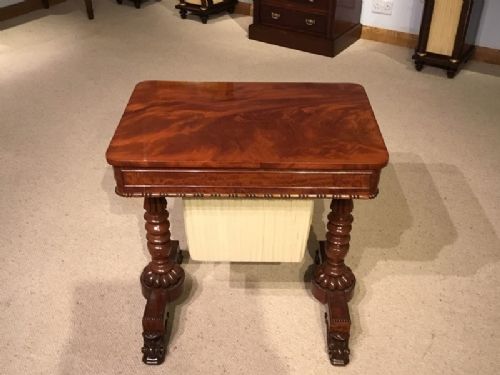 A Superb Regency Period  Flame Mahogany Antique Work Table.