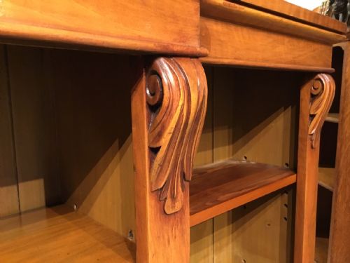 fig 1. A fine quality figured walnut Victorian Period breakfront open bookcase