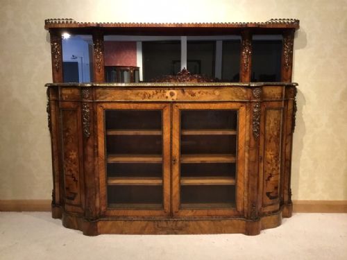 A Superb Quality Victorian Period Walnut Marquetry Inlaid Credenza