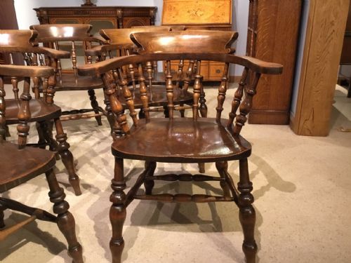 fig 1. A good set of 7 Victorian Period captains armchairs