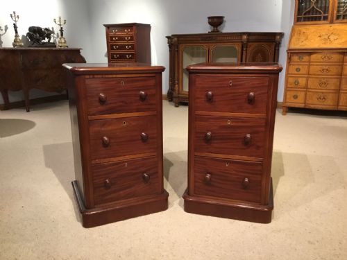 A Pair of Victorian Period Mahogany Bedside Chests