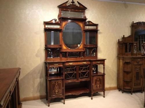 A Quality Mahogany Inlaid Late Victorian Period Chiffonier