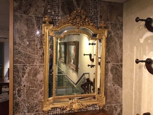 A Late 19th Century French Carved Gilt-wood & Gesso Margin Mirror