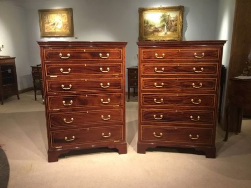 A Superb Quality Pair of Edwardian Period Mahogany Inlaid Chests.