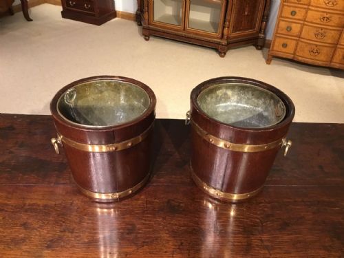 A Good and Rare Pair of 19th Century Copper Lined Ice Buckets