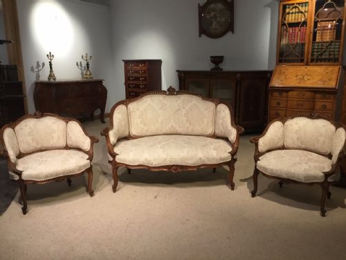 A Pretty Walnut Late 19th Century French Salon Suite