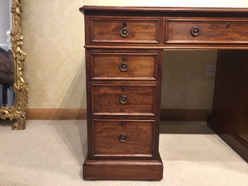 fig 1. T. Wilson of London, quality mahogany Victorian Period antique pedestal desk