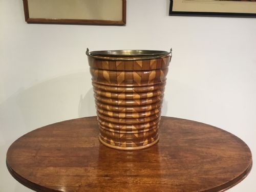 A 19th Century Dutch Parquetry Ribbed Bucket/waste Paper