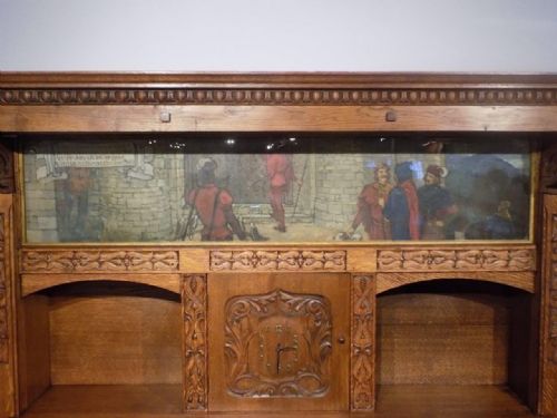 fig 1. A magnificent and rare Arts & Crafts Period oak fireplace probably by Edgar Wood