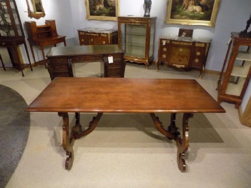 A Spanish Style Walnut Antique Refectory Dining Table