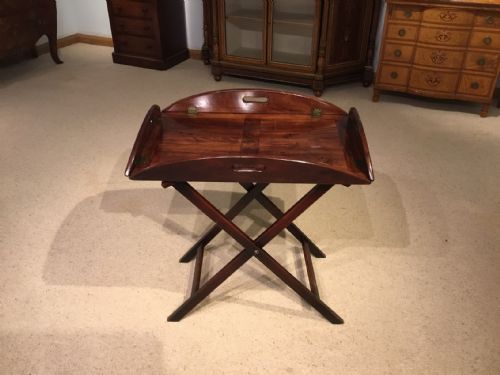 A Mahogany Regency Period Antique Butlers Tray on Stand