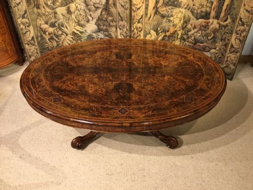 A Stunning Victorian Period Burr Walnut Antique Coffee Table