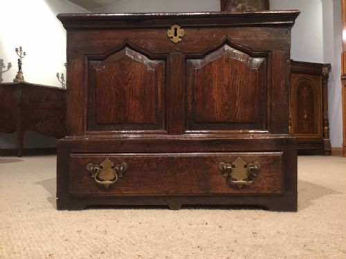 fig 1. A lovely mid 18th Century oak Welsh coffer bach