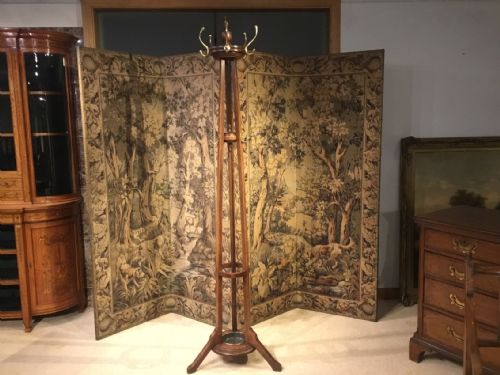 An Edwardian Period Oak and Brass Hat and Coat Stand.