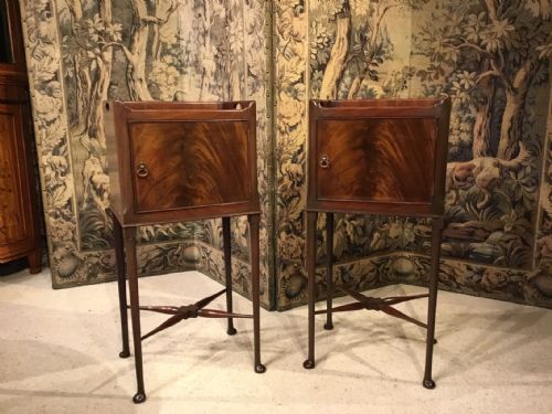 A Pair of Mahogany George III Style Antique Bedside Cabinets