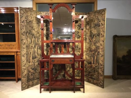 A Mahogany Inlaid Arts & Crafts Period Hall Stand