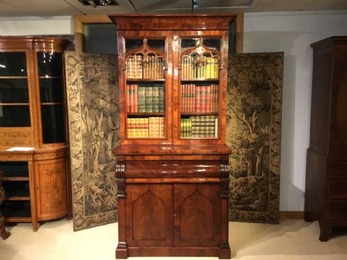 A  Mahogany Victorian Period Antique Secretaire Bookcase