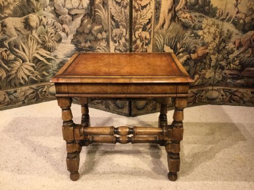 An Unusual Edwardian Period Walnut and Leather Side Table