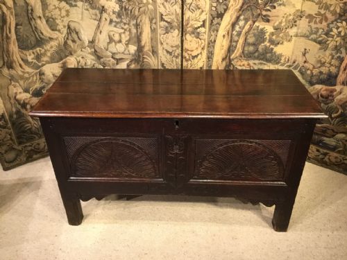 An Oak Early 18th Century Carved and Dated North Country Antique Coffer