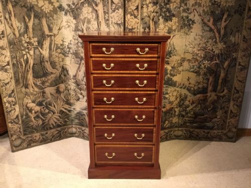 A Mahogany Inlaid  Edwardian Period Antique Wellington Chest.