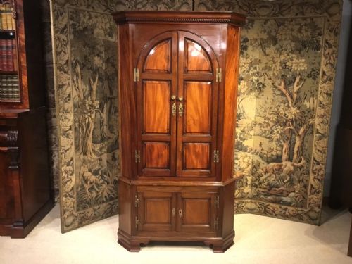 A Mahogany George III Period Double Corner Cupboard