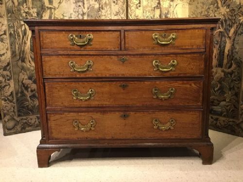 A Good George III Period Oak & Pollard Oak Banded Lancashire Chest