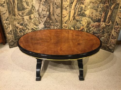 A Fine Quality Victorian Aesthetic Period Amboyna and Ebony Antique Coffee Table